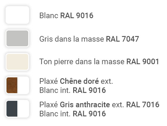 Couleurs fenêtres PVC